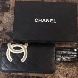 Chanel Cambon black wallet Used condition